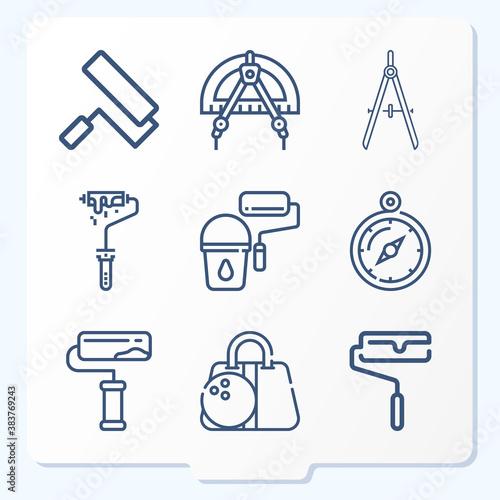 Simple set of 9 icons related to bearings