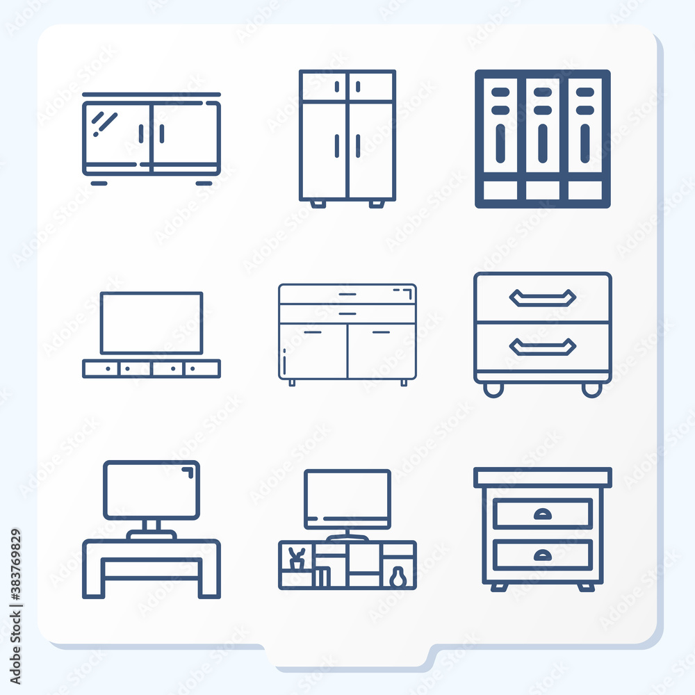 Simple set of 9 icons related to ministerial