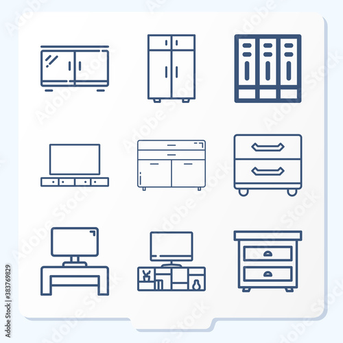 Simple set of 9 icons related to ministerial