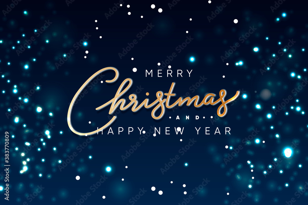 Merry Christmas and Happy New Year web banner, blurred background, vector illustration