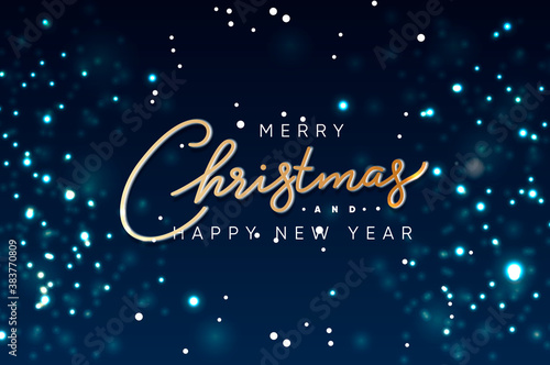 Merry Christmas and Happy New Year web banner  blurred background  vector illustration