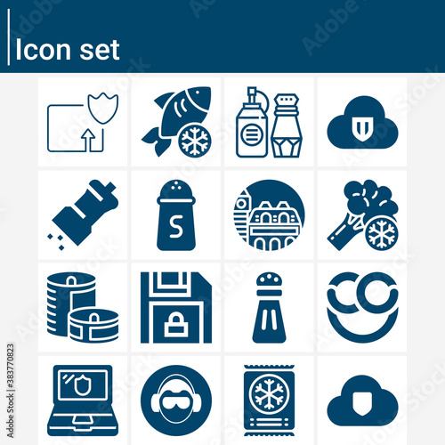 Simple set of preserved related filled icons.