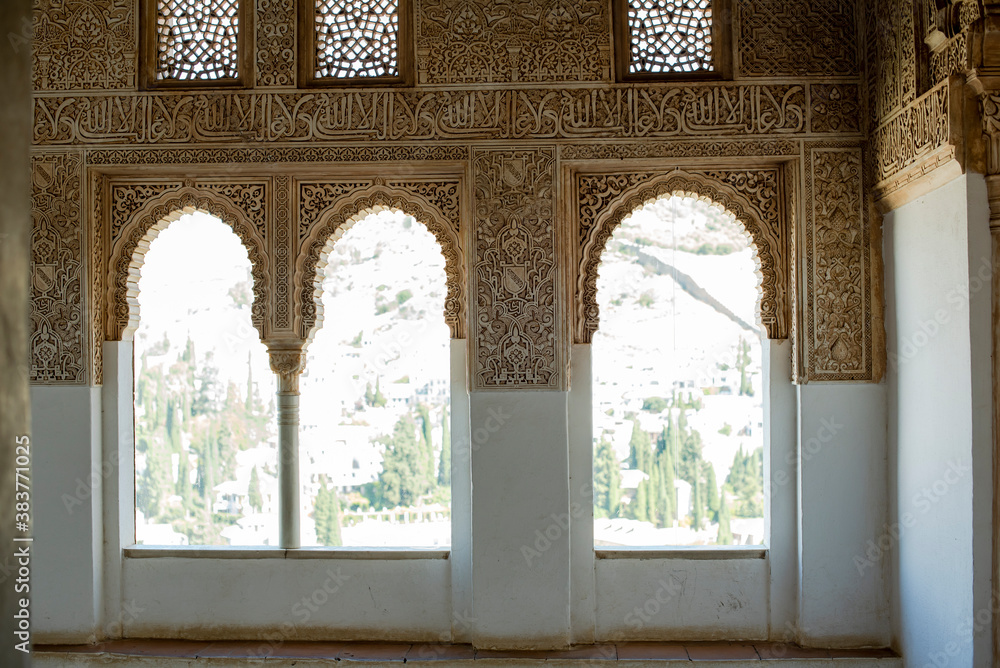 Ark windows in the Alhambra, Granada, Spain