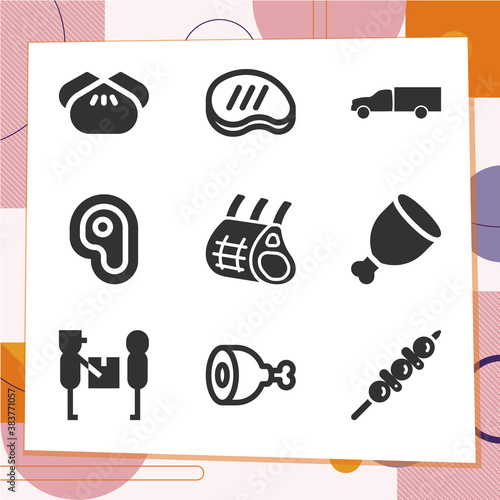 Simple set of 9 icons related to lamb