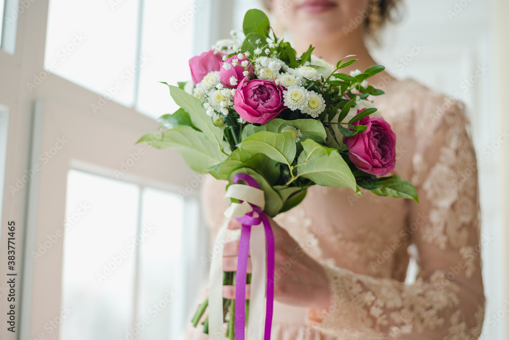 bridal bouquet of roses, bride holding bouquet, pink roses, wedding day bridal bouquet of roses, bride holding bouquet, pink roses, wedding day