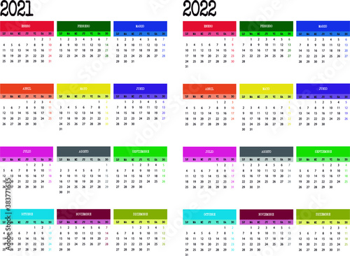 Calendario 2021 y 2022 en español