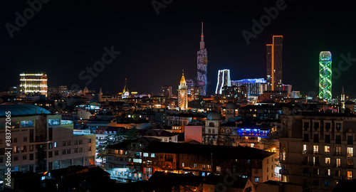Batumi aerial night cityscape in Georgia