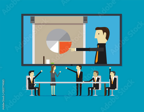 Business meeting and discussion with teamwork illustration