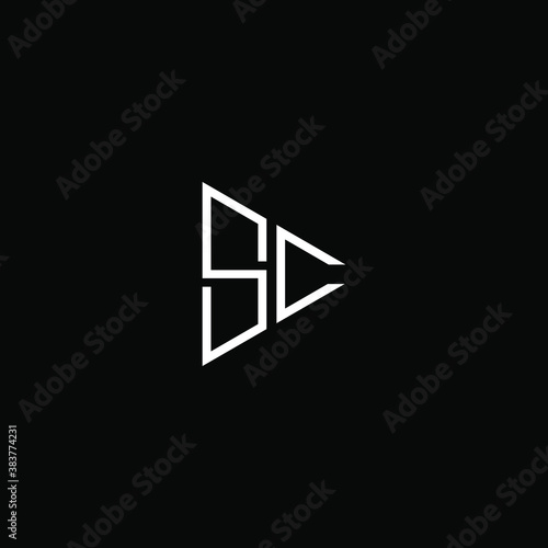 S C letter logo abstract design on black color background, sc monogram