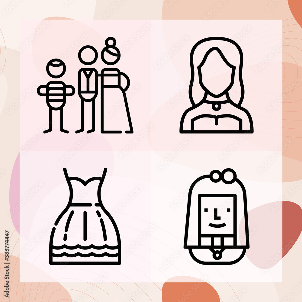 Simple set of veil related lineal icons Simple set of veil related lineal icons