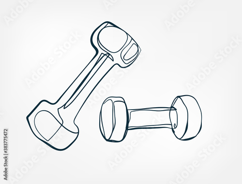 dumbbells vector single one line isolated design element