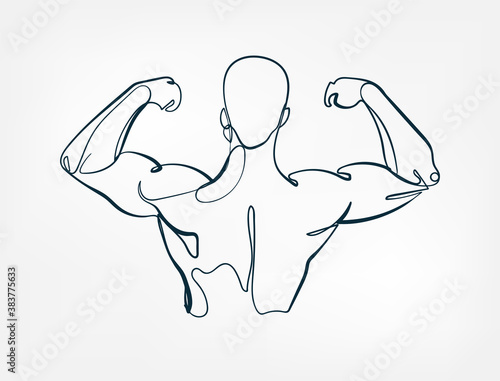 body builder muscle vector single one line isolated design element