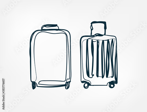 suitcase travel vector single one line isolated design element