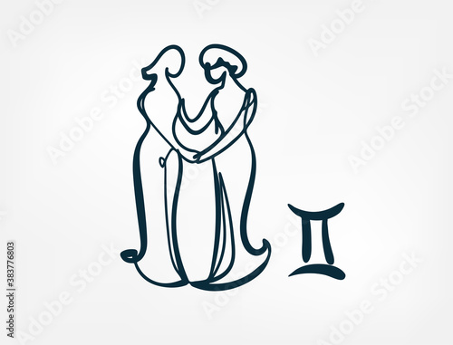 gemini zodiac sign vector single one line isolated design element