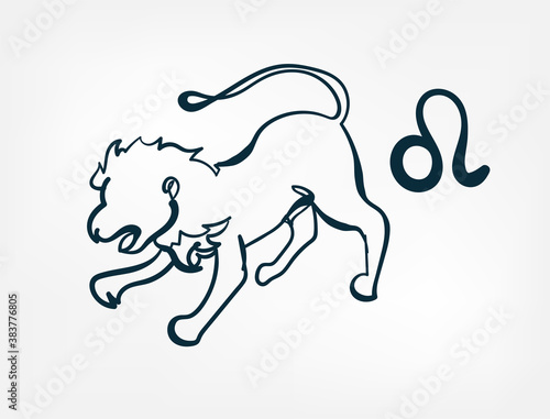 leo zodiac sign vector single one line isolated design element