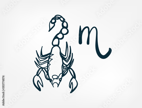 scorpio zodiac sign vector single one line isolated design element