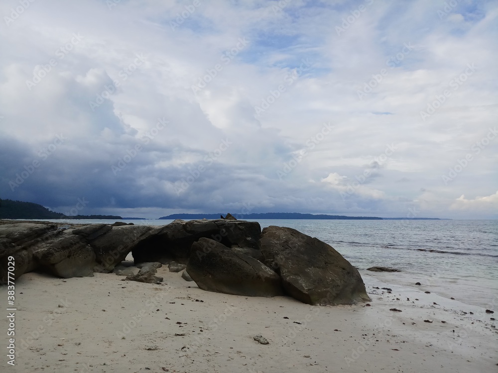 Beautiful Andaman Beach with Rocks and Blue Sky