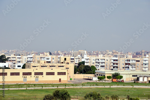 Panoramic view of the city Ismailia in Egypt - Africa. View from the Suez Canal side.