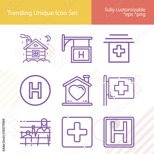 Simple set of asylum related lineal icons.