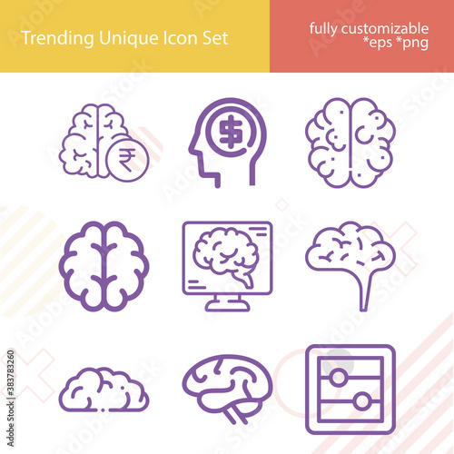 Simple set of mental capacity related lineal icons.