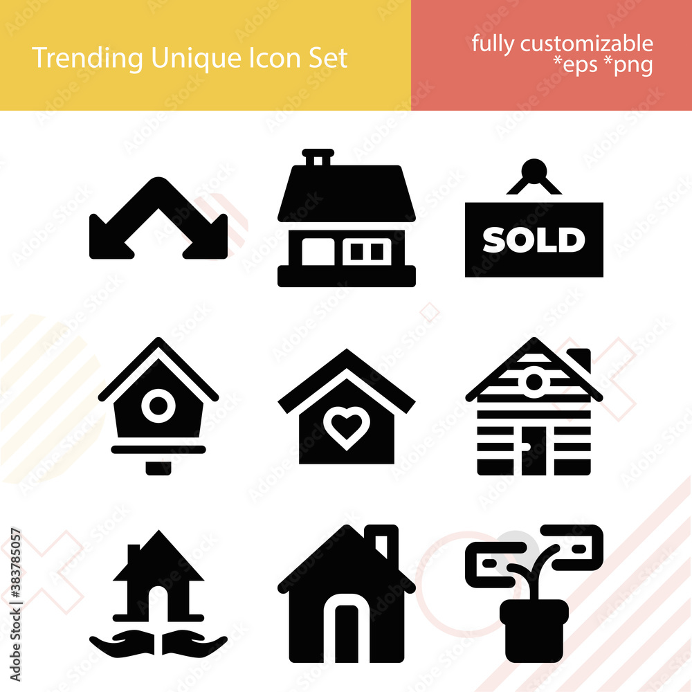 Simple set of rent related filled icons.
