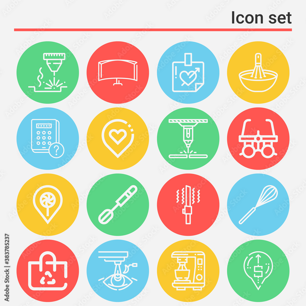 16 pack of diode  lineal web icons set