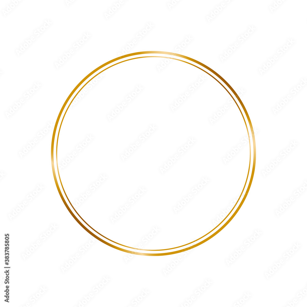 Light crystal effect for wedding invitation card. Golden frame in vintage style on white background. Line art elegant round border for decorative design. Isolated vector illustration. Light crystal effect for wedding invitation card. Golden frame in vintage style on white background. Line art elegant round border for decorative design. Isolated vector illustration.