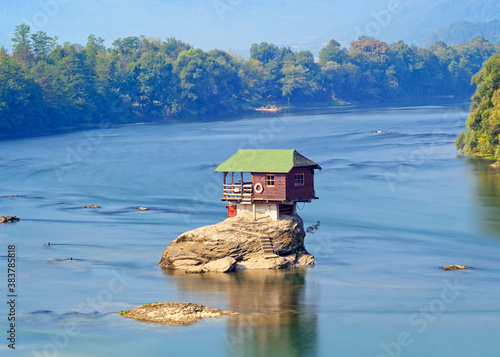 House on the River Drina, Bajina Basta, Serbia photo