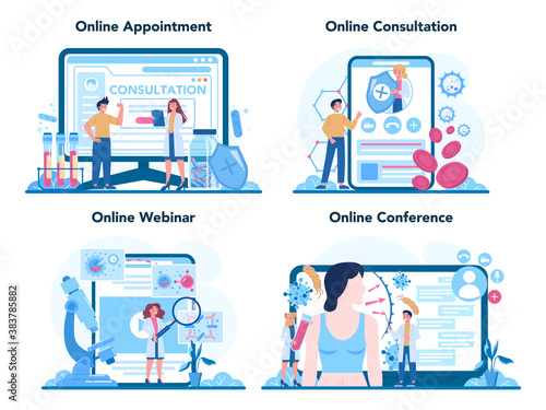 Professional immunologist online service or platform set. Idea of healthcare