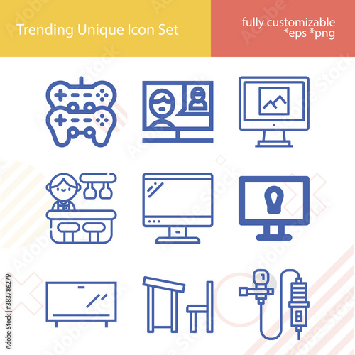 Simple set of lounge related lineal icons.