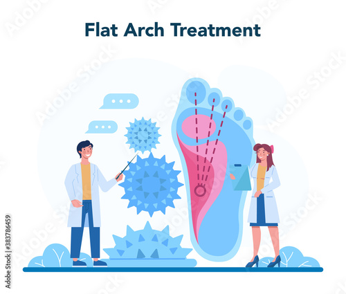 Orthopedics doctor. Idea of joint and bone treatment. Flat feet problem