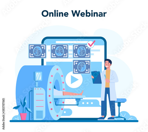 Radiologist online service or platform. Doctor examing X-ray