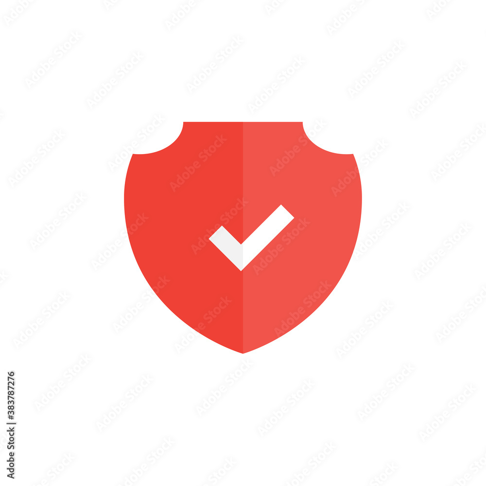 Approved sign on the red shield icon design. Vector illustration. Approved sign on the red shield icon design. Vector illustration.