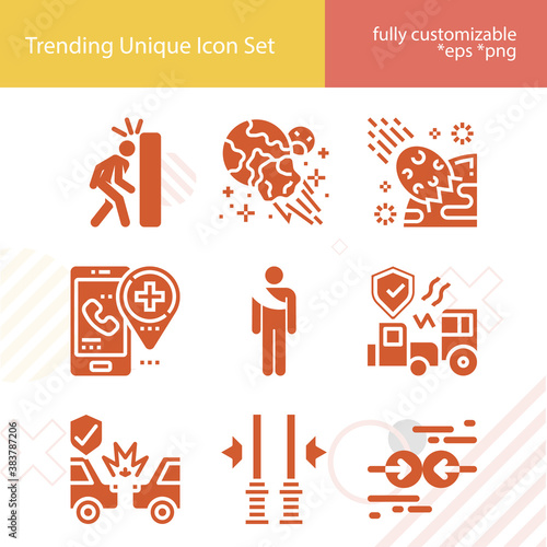 Simple set of collision related filled icons.