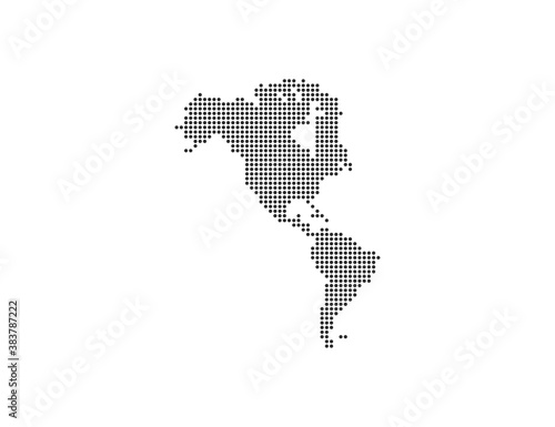 North, South America, continent, dotted map on white background. Vector illustration.