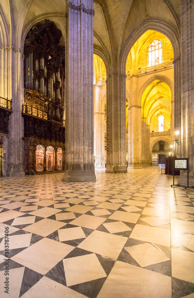 Interior of the Cathedral of Seville, Spain