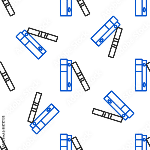 Line Office folders with papers and documents icon isolated seamless pattern on white background. Office binders. Archives folder sign. Colorful outline concept. Vector.