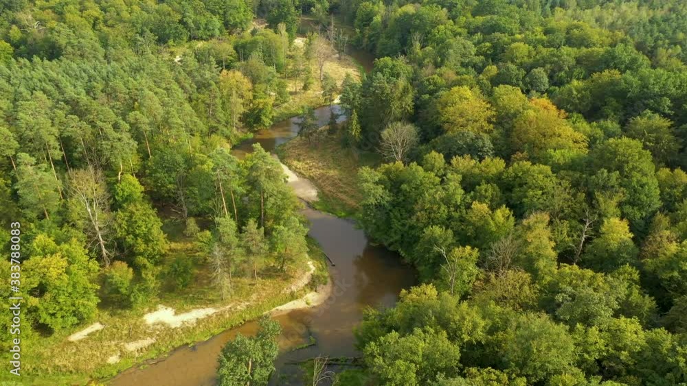 Drone aerial shot of natural river Drone aerial shot of natural river