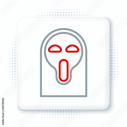 Line Funny and scary ghost mask for Halloween icon isolated on white background. Happy Halloween party. Colorful outline concept. Vector.