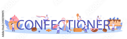 Confectioner typographic header. Professional confectioner chef. Sweet baker