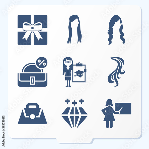 Simple set of 9 icons related to individuals