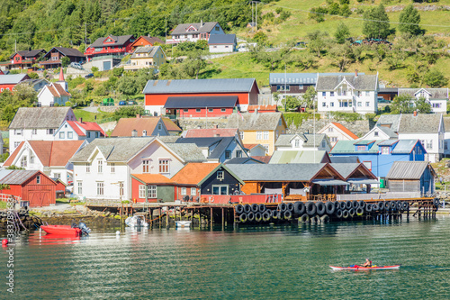 Undredal town and Aurlandsfjord photo