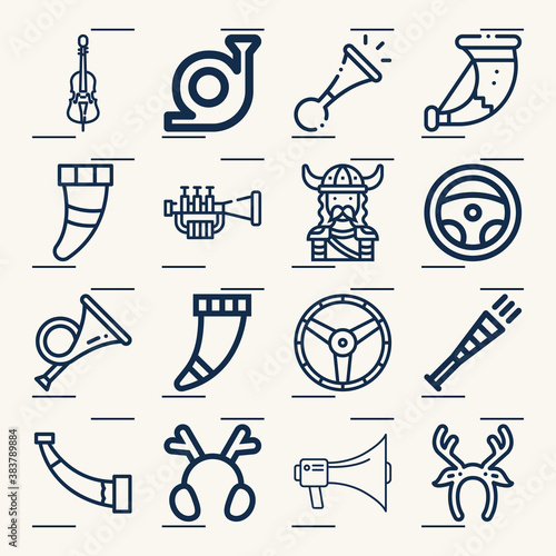 Simple set of trumpet related lineal icons.