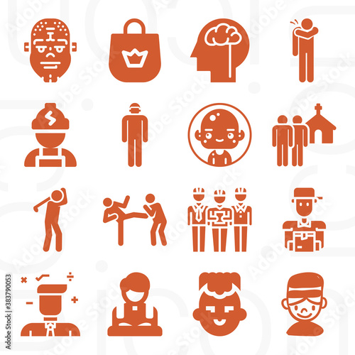 16 pack of subordinate  filled web icons set