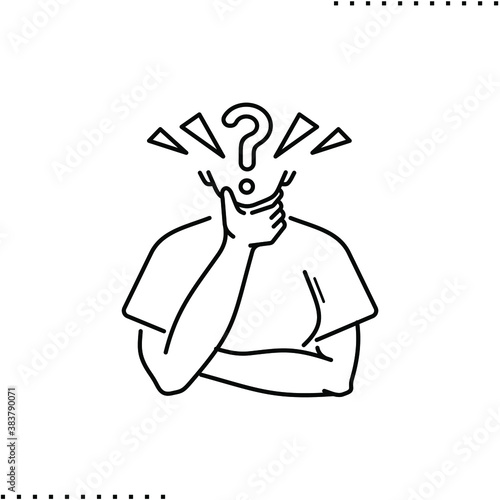 questions  and half face body vector icon in outline