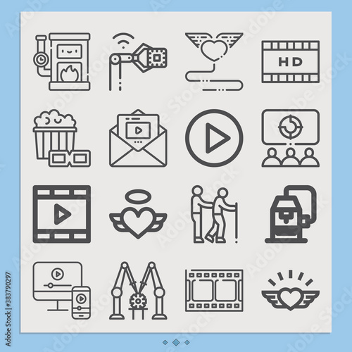 Simple set of hollywood related lineal icons.