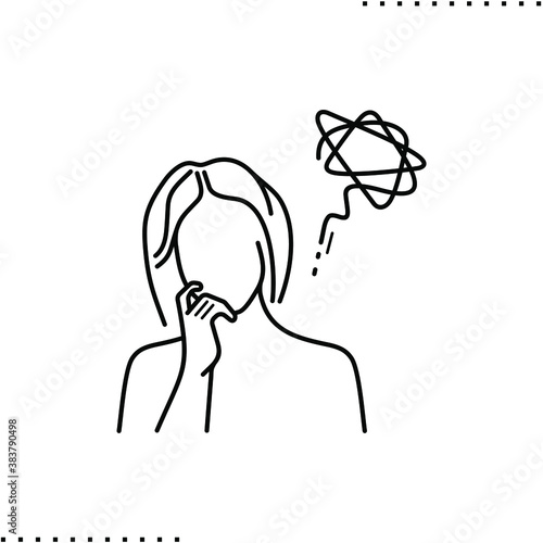 questions  and woman silhouette vector icon in outline