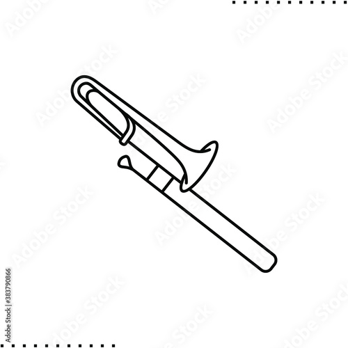 trombone, brass instrument vector icon in outline