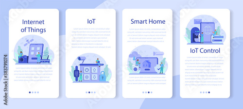 Internet of things mobile application banner set. Idea of cloud, technology