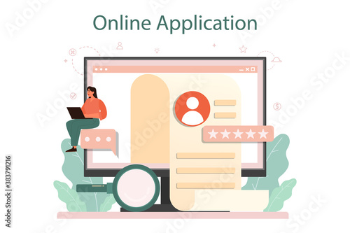Job interview online service or platform. Idea of employment
